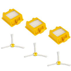 Pack de 3 filtros para Roomba serie 700 y 3 cepillos laterales de 3 aspas para Roomba series 500-600-700-800